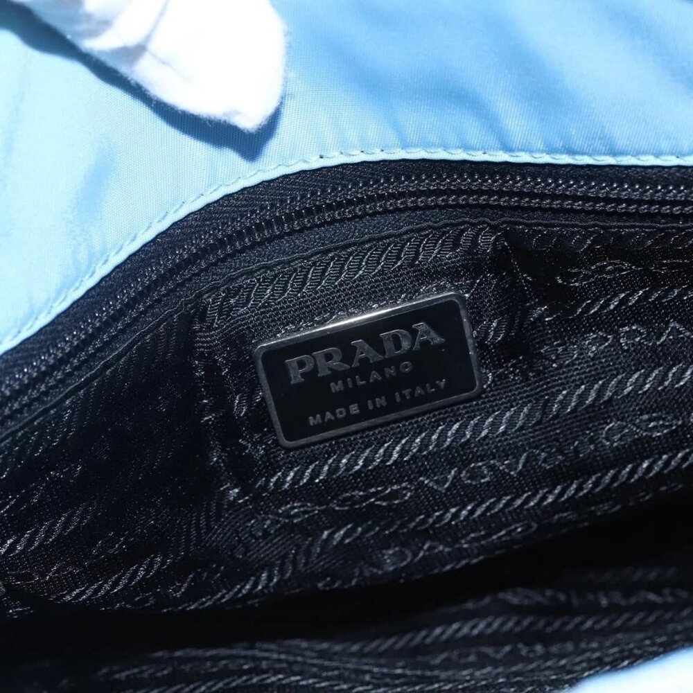 PRADA Tote Bag Nylon Light Blue Silver Auth 157223 - Picture 12 of 16